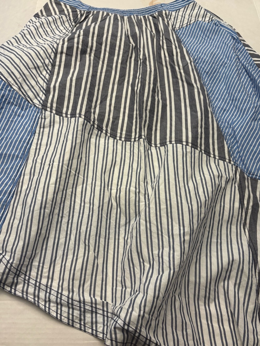 ANTHROPOLOGIE PILCRO I Skirt Reworked Asymmetrical Midi Blue White Size Medium - Picture 7 of 15